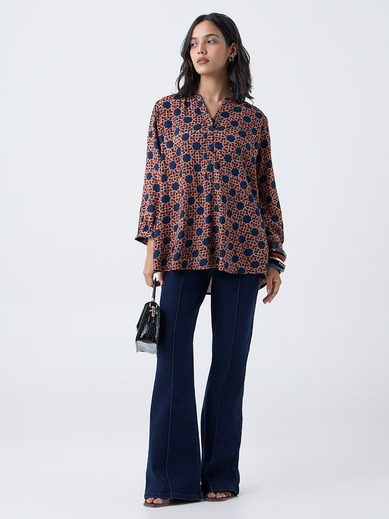 Utsa Indigo Printed Tunic