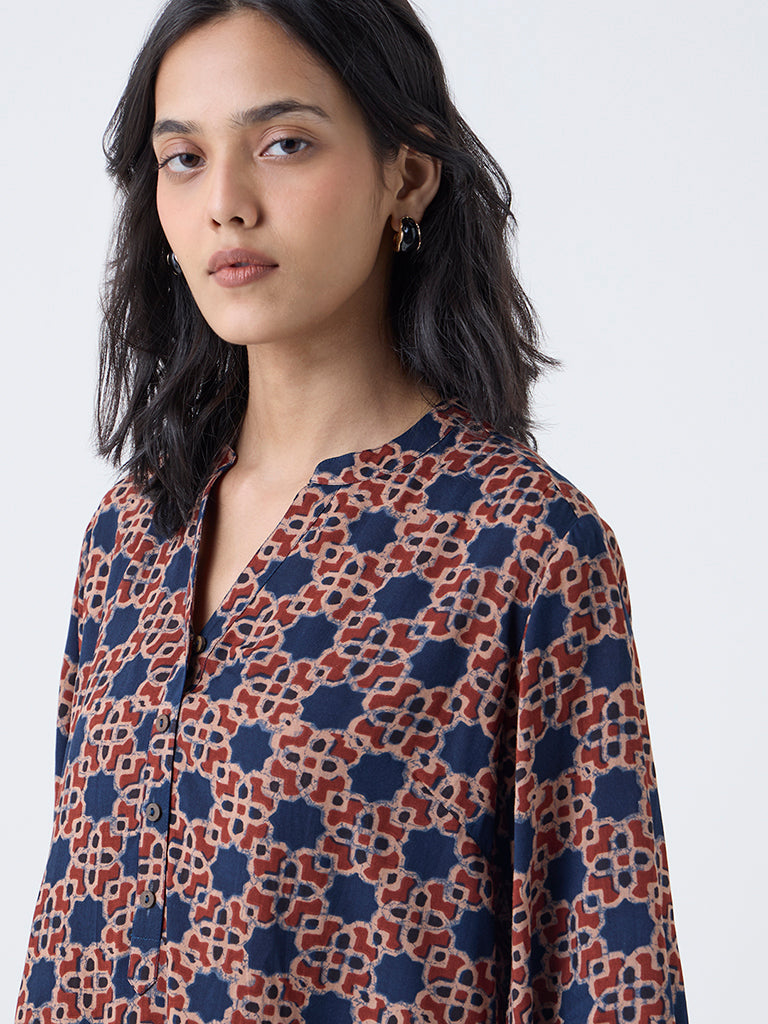 Utsa Indigo Printed Tunic