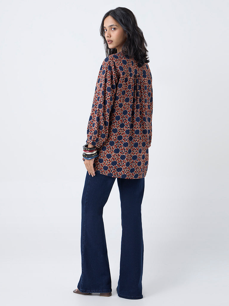Utsa Indigo Printed Tunic