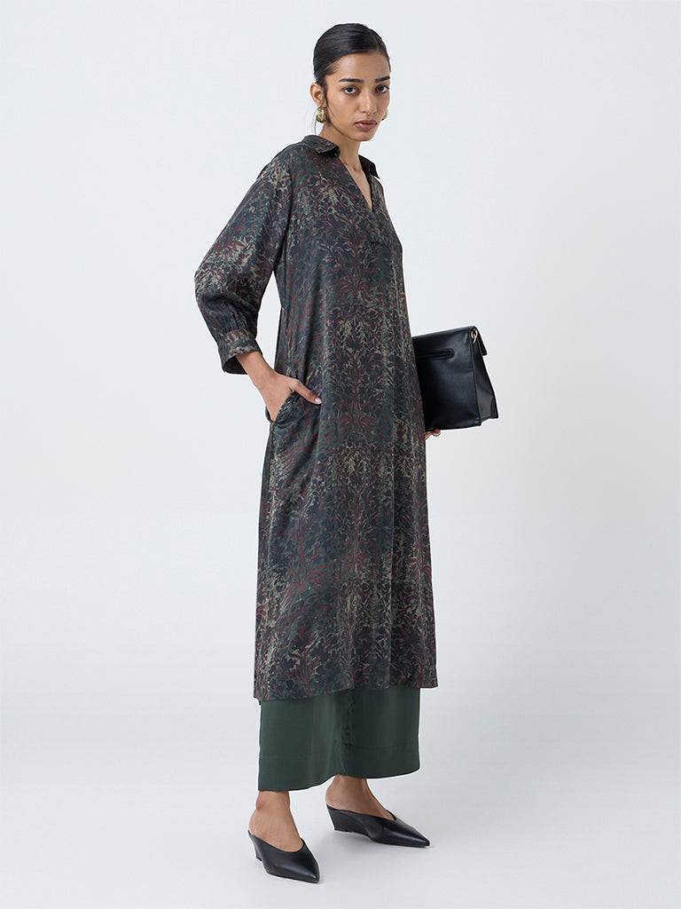 Zuba Dark Green Solid Pants