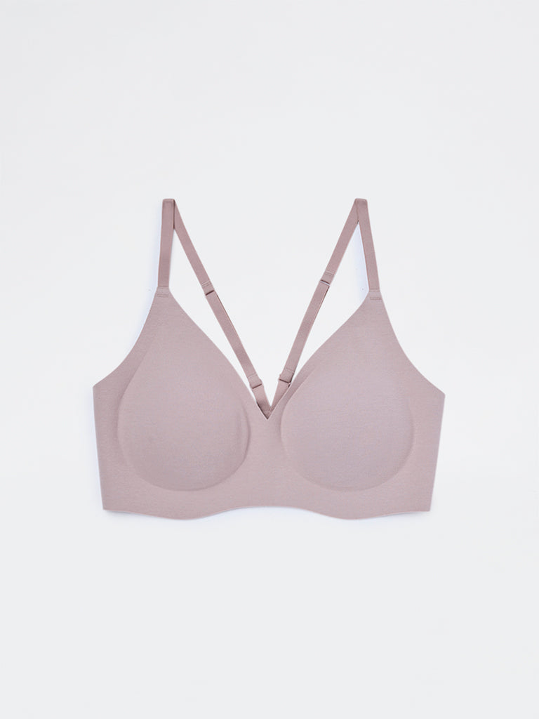 Superstar Beige Invisible Padded Cotton-Blend Bra