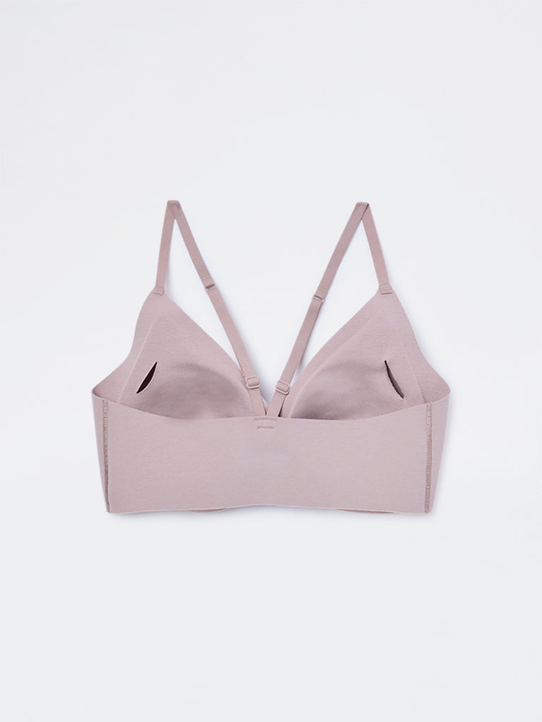 Superstar Beige Invisible Padded Cotton-Blend Bra