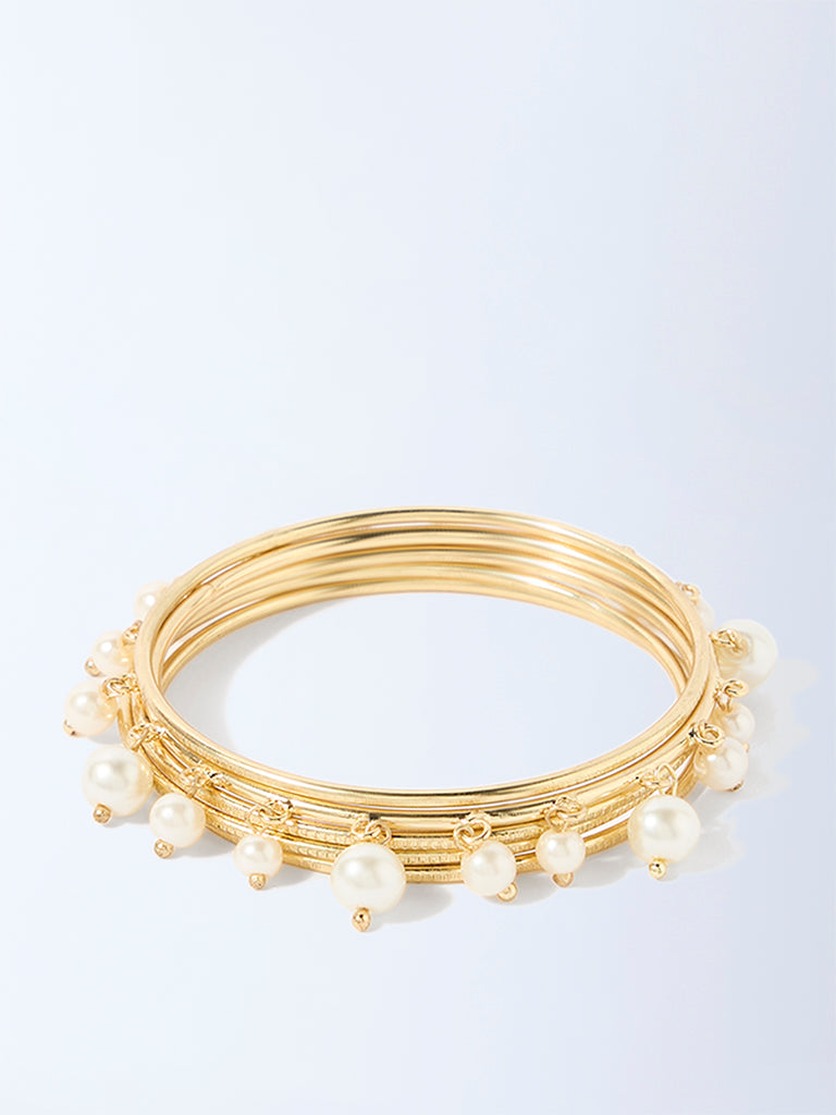 Westside Accessories Gold Pearlescent Bangles Set - Pack of 5