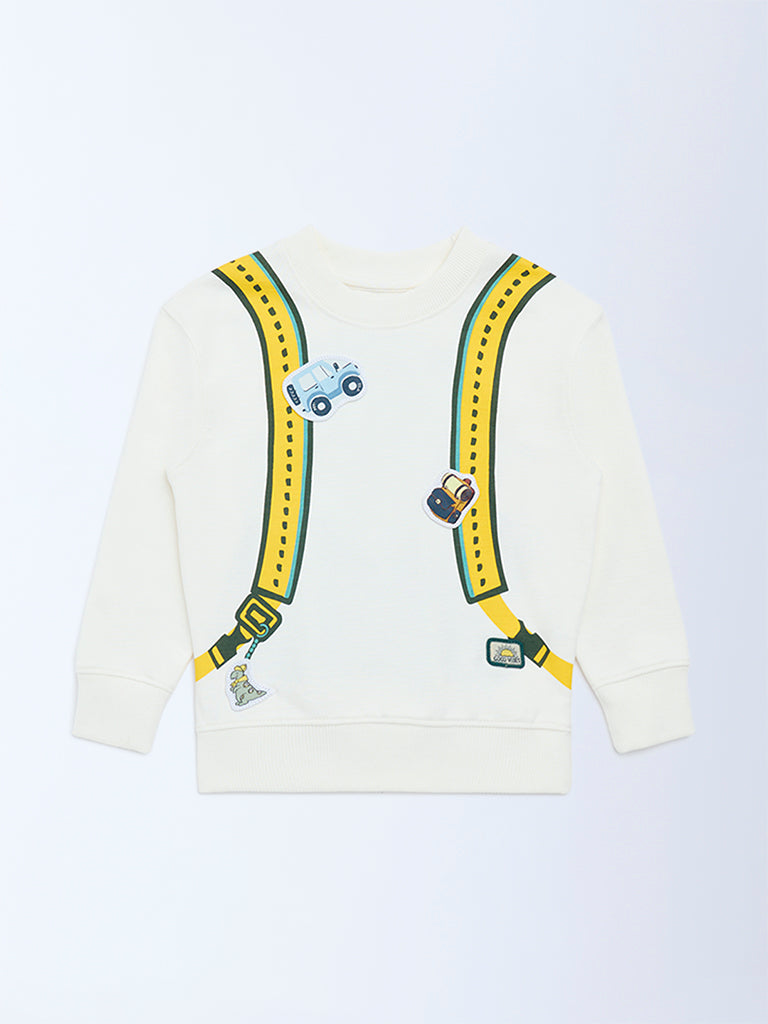HOP Kids Boys Off-White Printed Cotton-Blend Sweatshirt