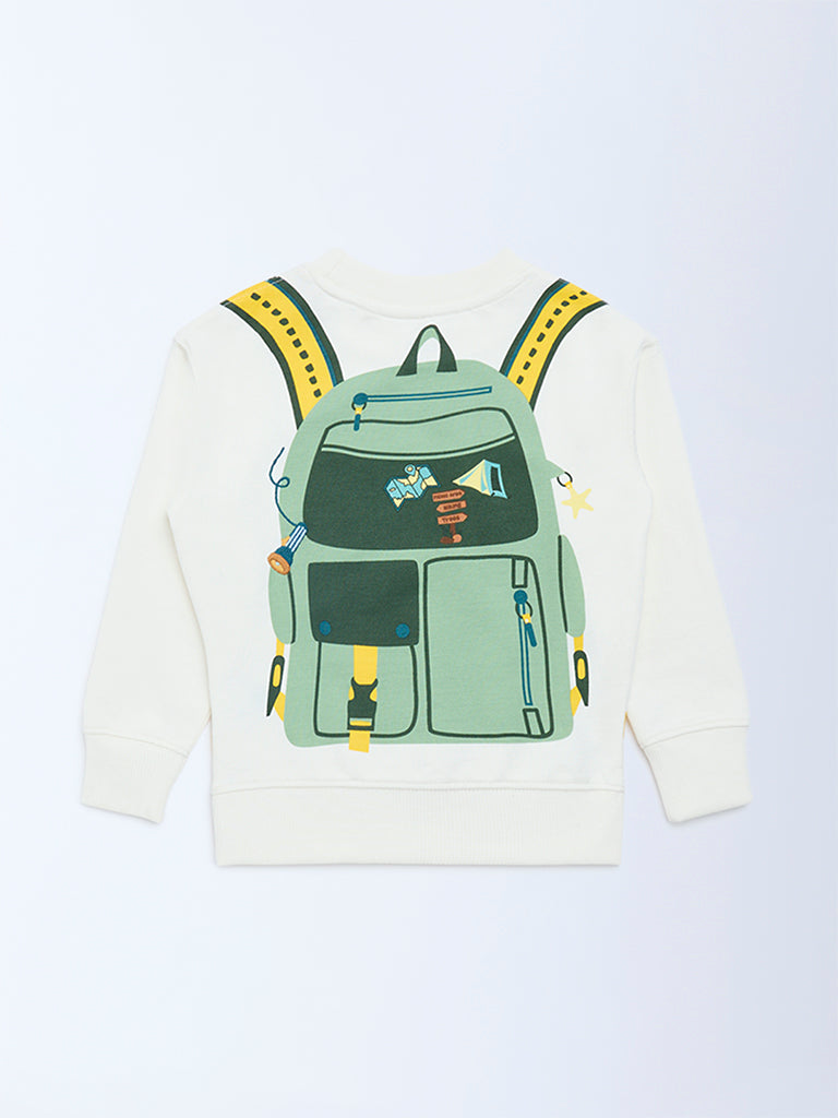 HOP Kids Boys Off-White Printed Cotton-Blend Sweatshirt