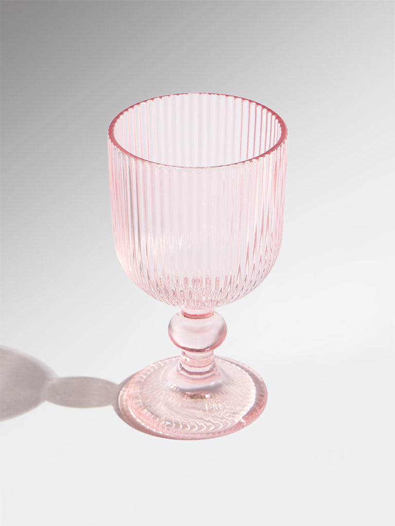 Westside Home Pink Ribbed-Textured Wine Glass