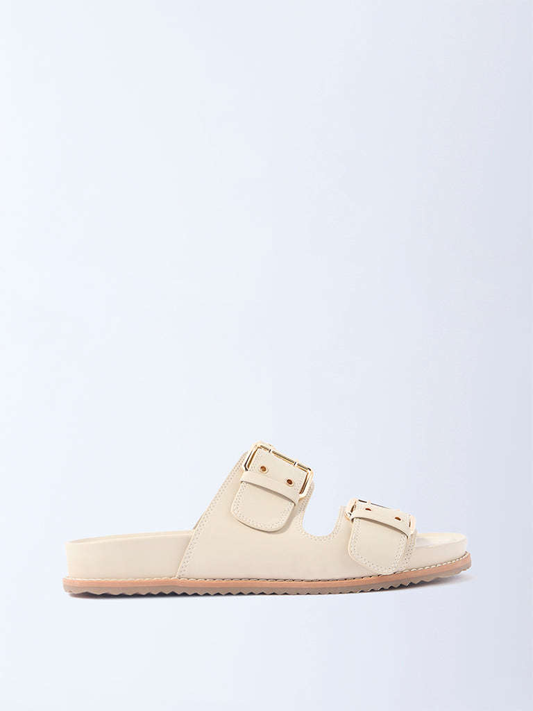 LUNA BLU Ivory Buckle-Detailed Comfort Sandals - Exclusive