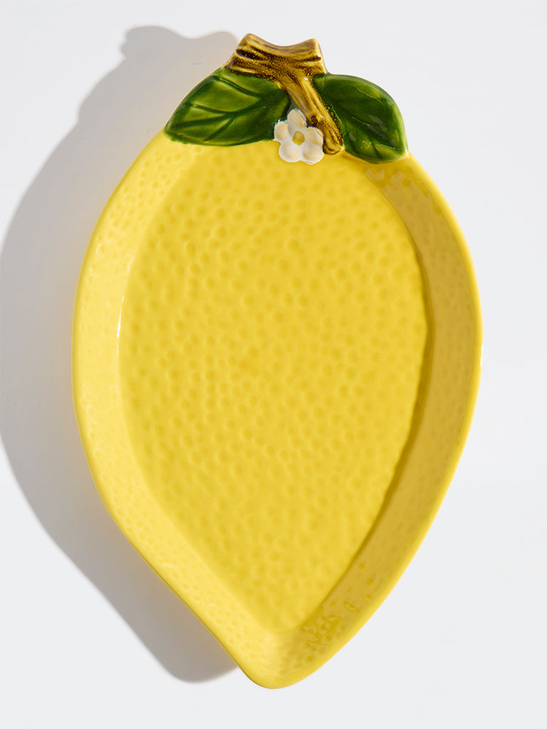 Westside Home Yellow Lemon Shaped Serving Platter