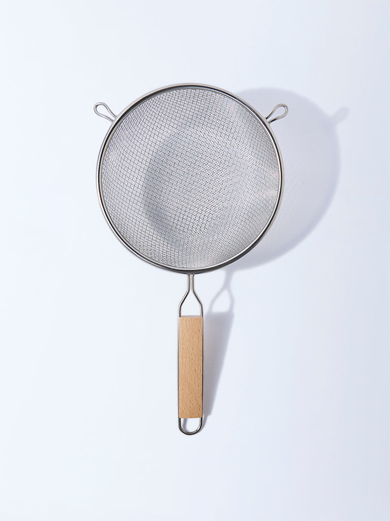 Westside Home Silver Strainer with Wooden Handle