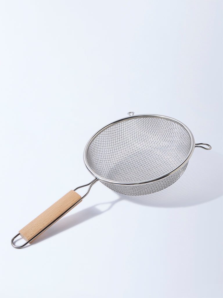 Westside Home Silver Strainer with Wooden Handle