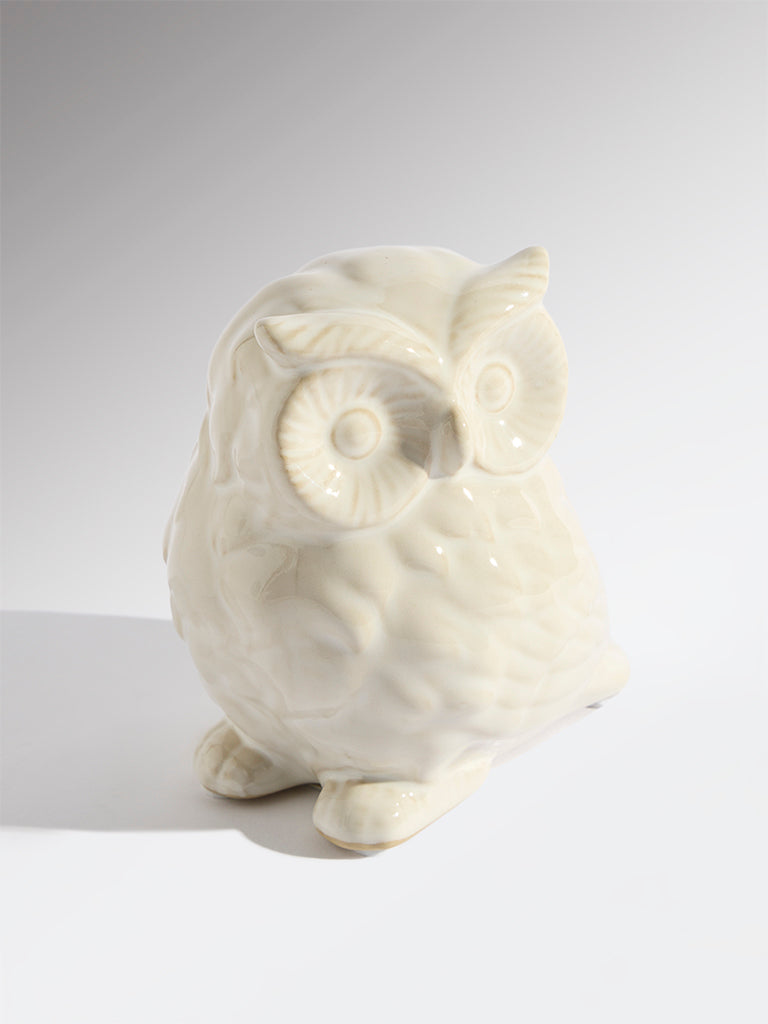 Westside Home Off-White Ceramic Owl Decorative Object