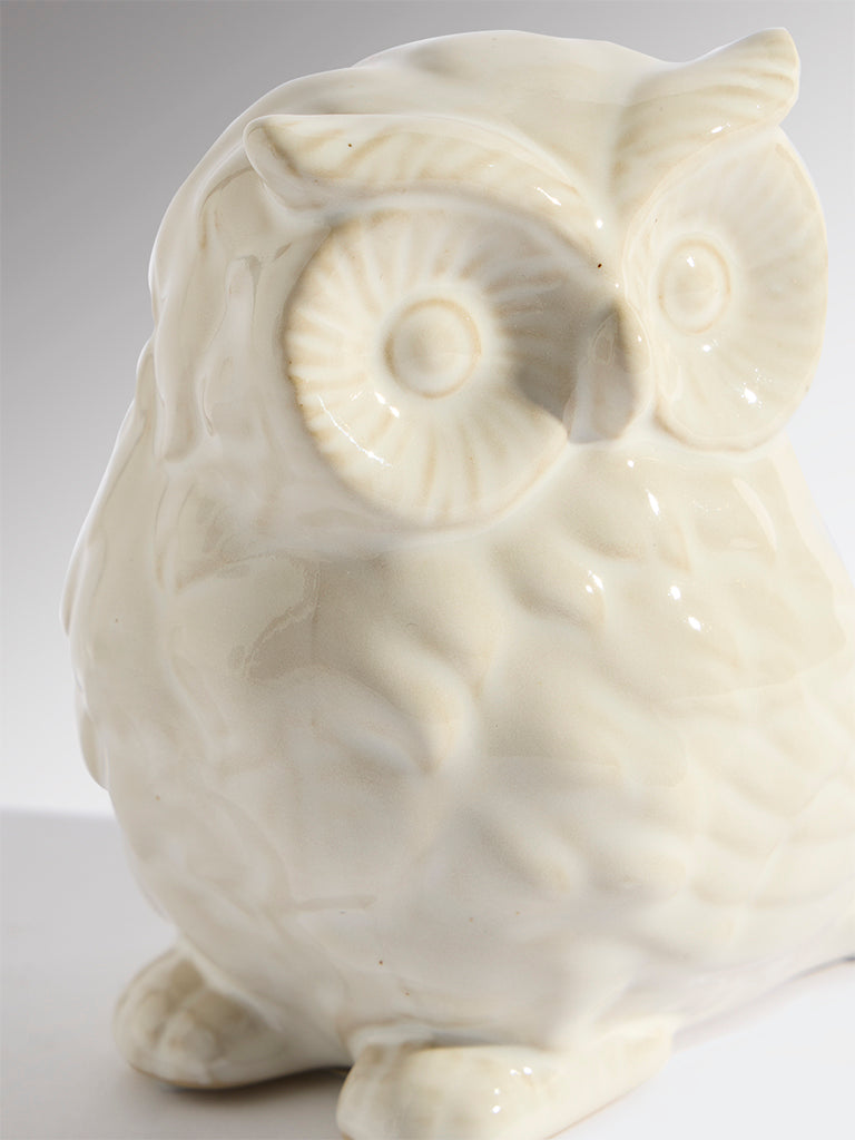 Westside Home Off-White Ceramic Owl Decorative Object