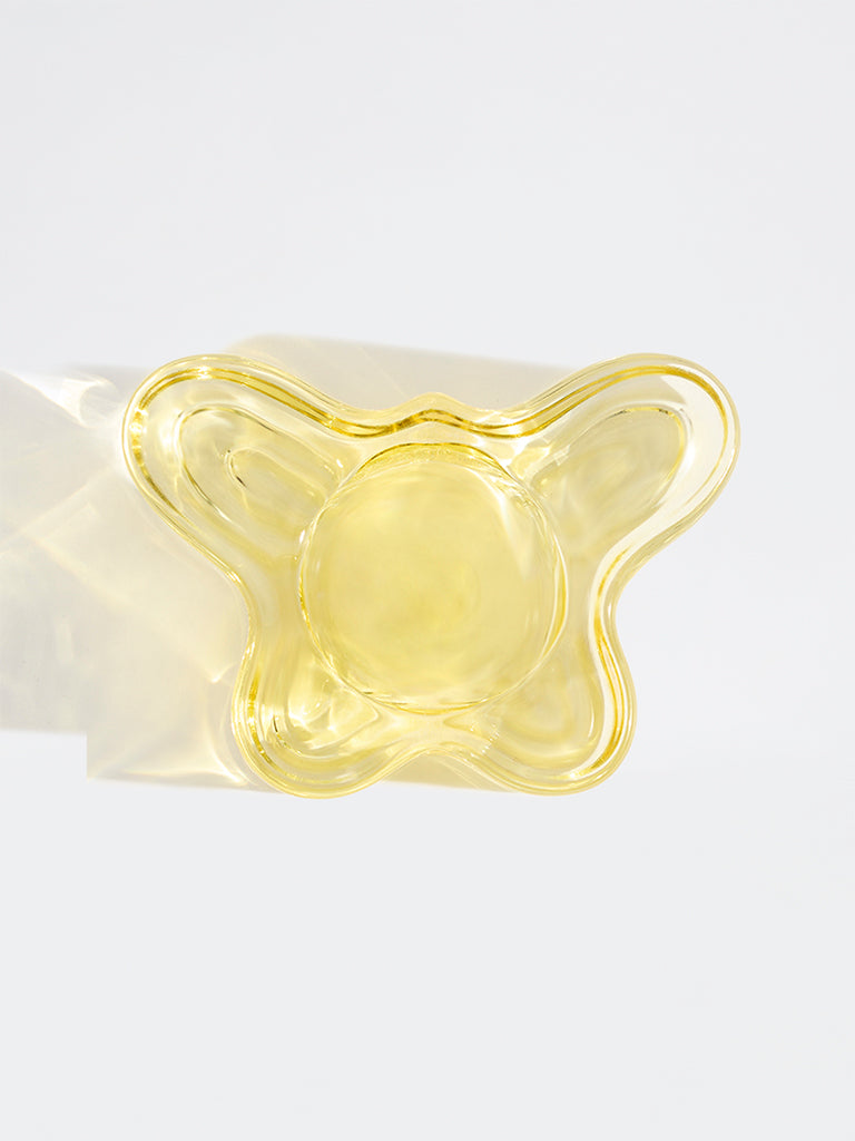 Westside Home Yellow Glass Butterfly Tealight Candle Holder