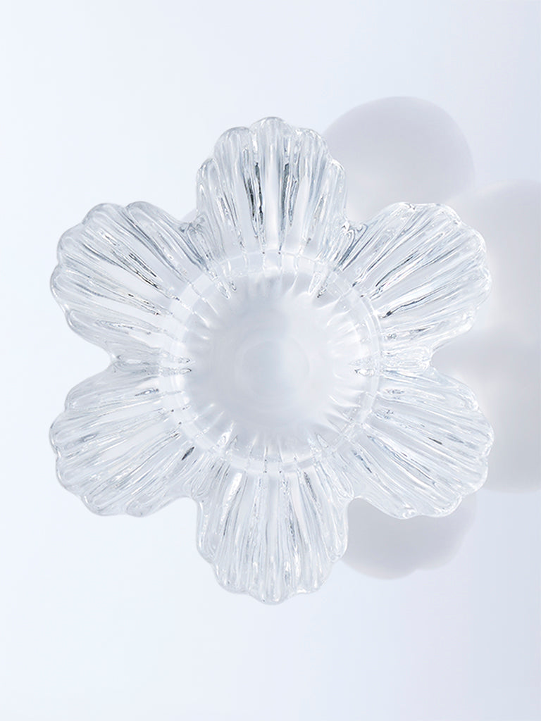 Westside Home Clear Glass Flower Tealight Candle Holder