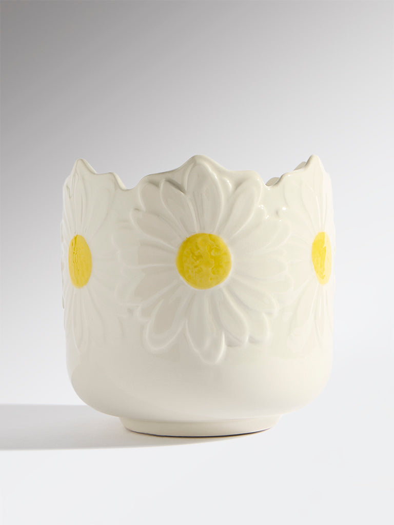 Westside Home White Sunflower Pot - Large