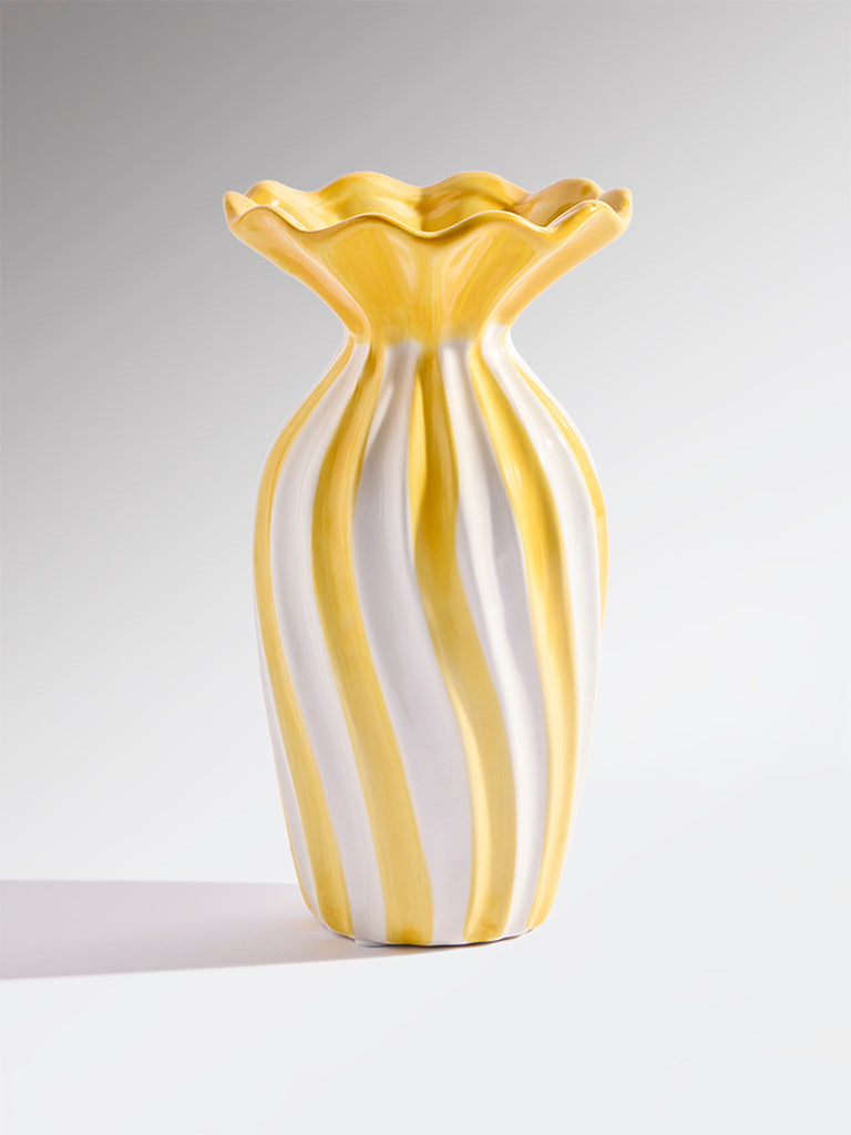 Westside Home Yellow Ceramic Frill Vase - Small