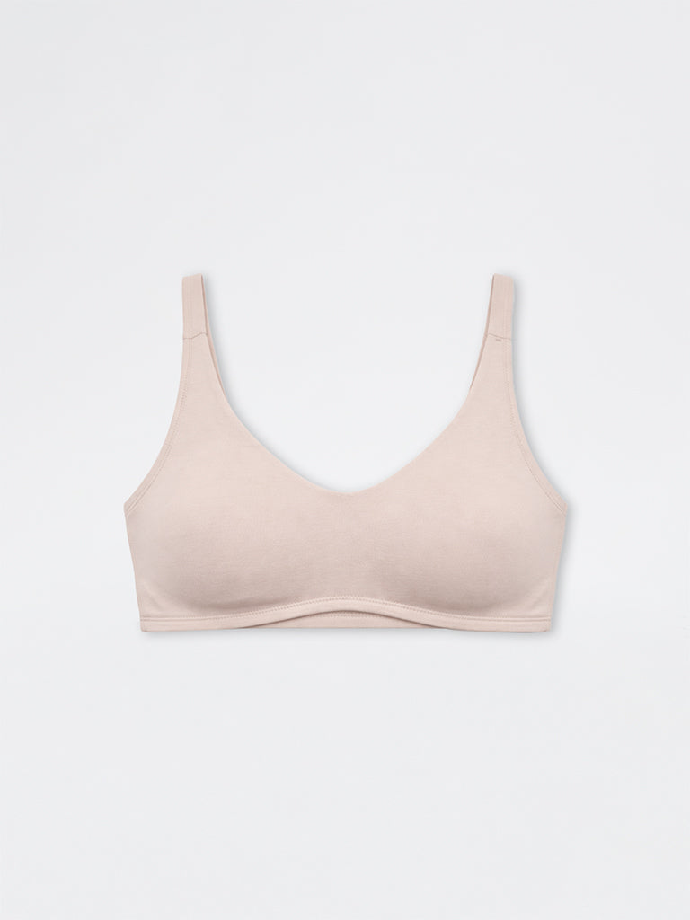 Wunderlove Beige Lightly Padded Cotton-Blend Bra