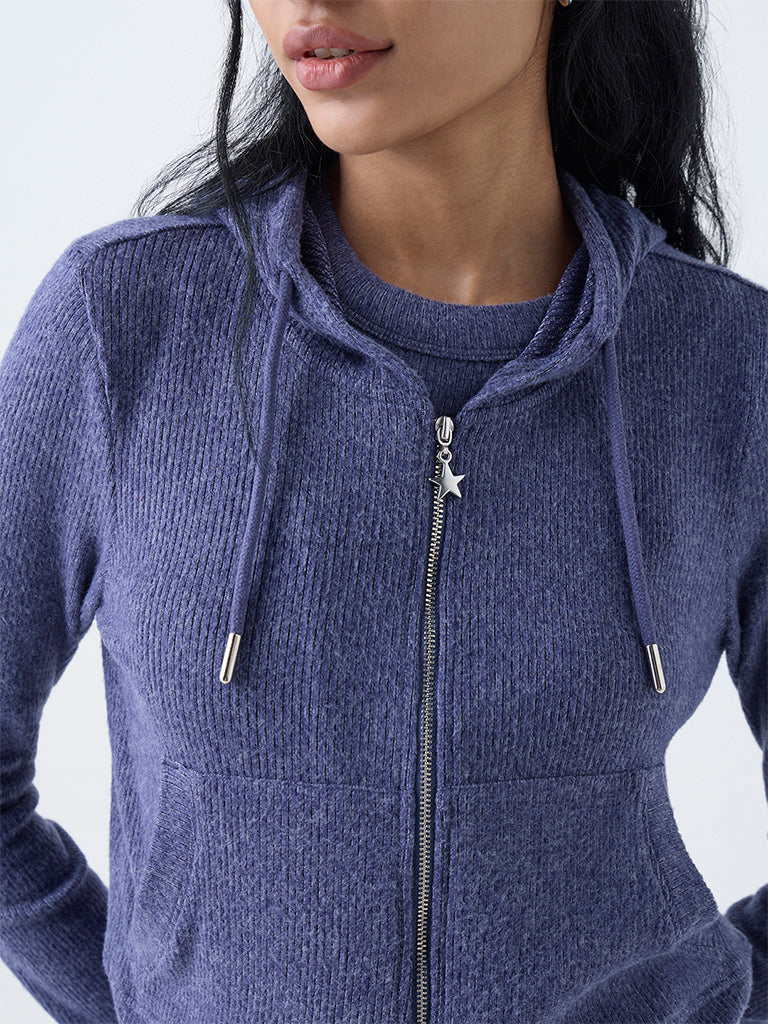 Superstar Dusty Blue Ribbed-Textured Jacket