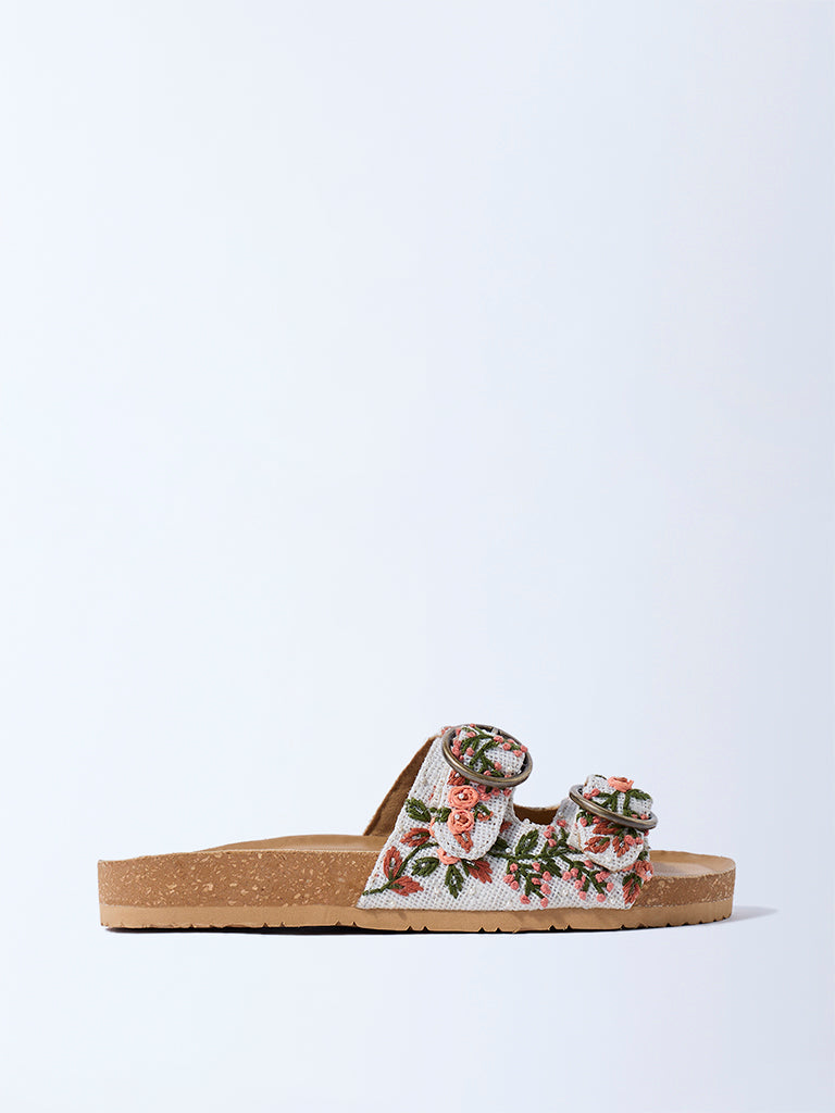 LUNA BLU Multicolour Floral Embroidered Sandals