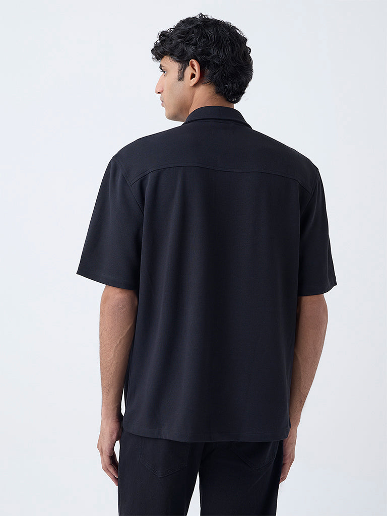 WES Casuals Black Relaxed-Fit Shirt