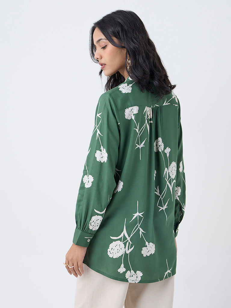 Utsa Green Floral Design Tunic