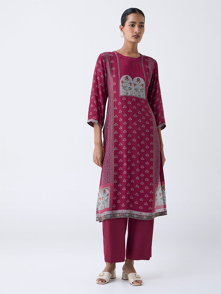 Zuba Maroon Solid Pants
