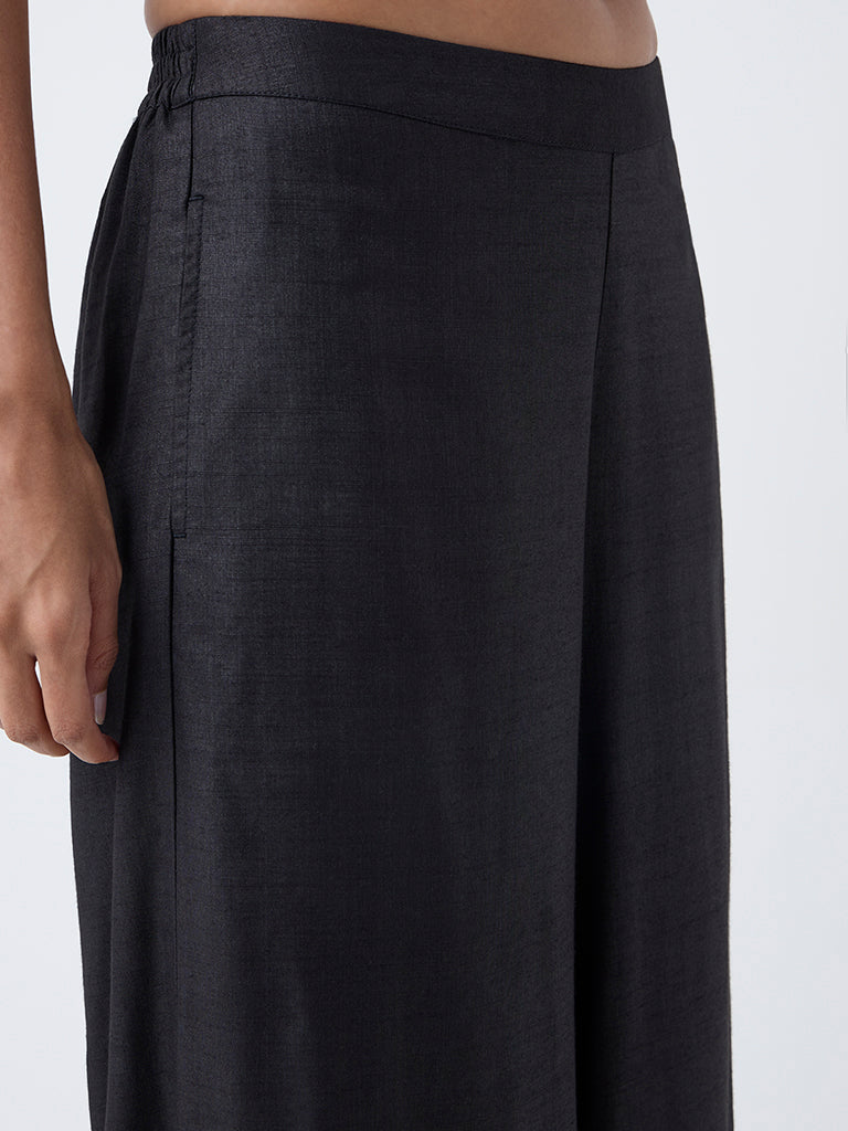 Zuba Black Solid Palazzos