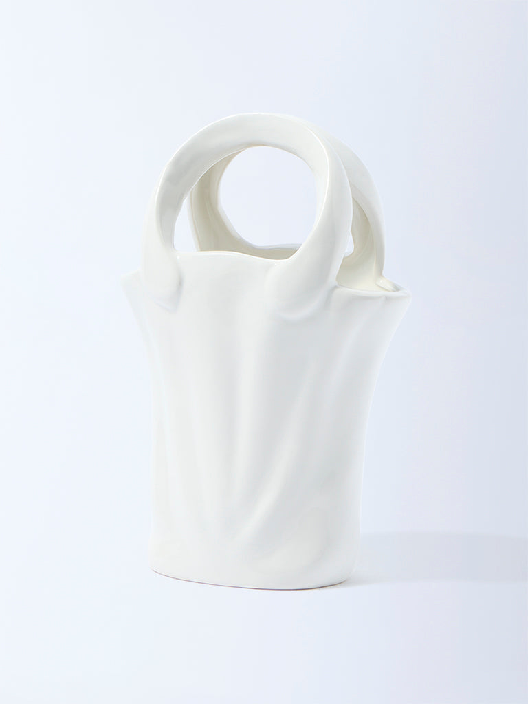 Westside Home White Ceramic Bucket Vase