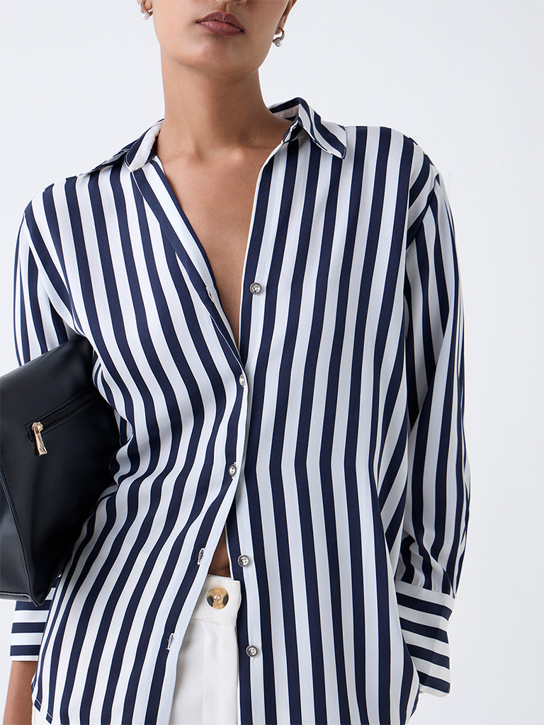 Wardrobe Navy Striped Shirt