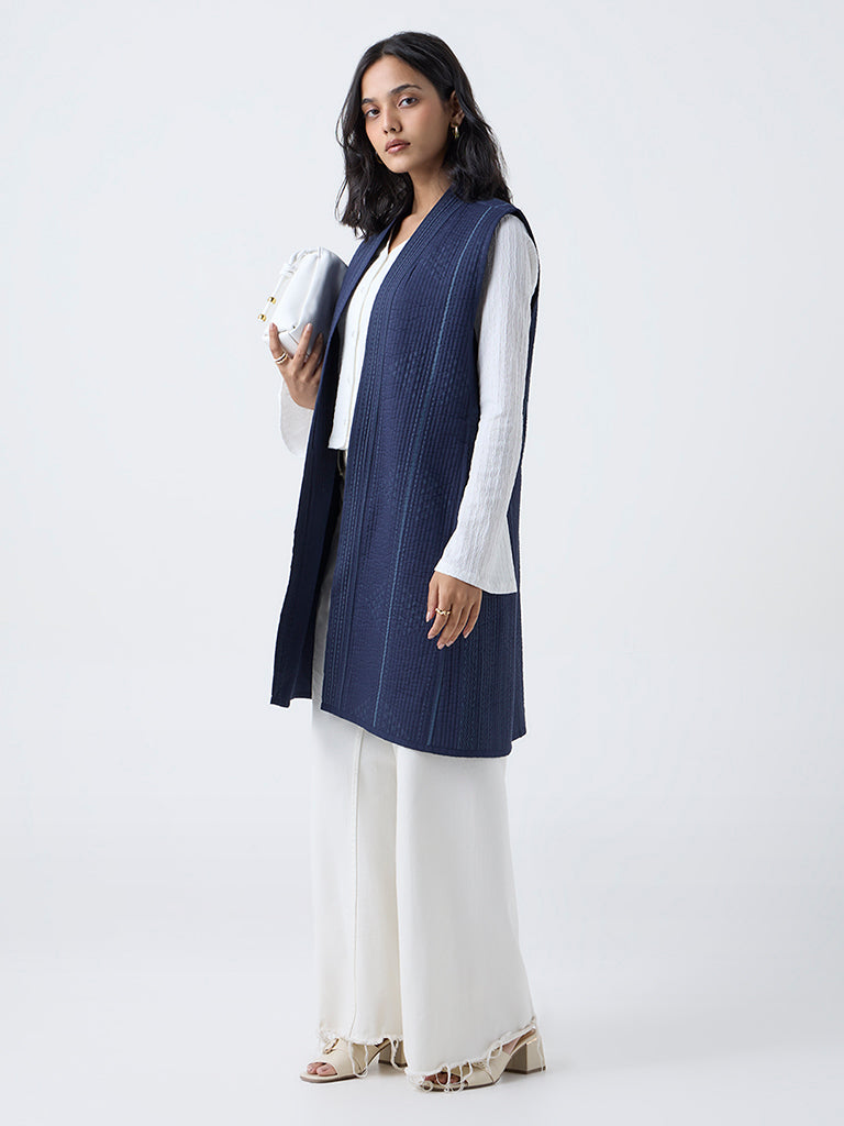 Utsa Indigo Cotton Quilted Jacket
