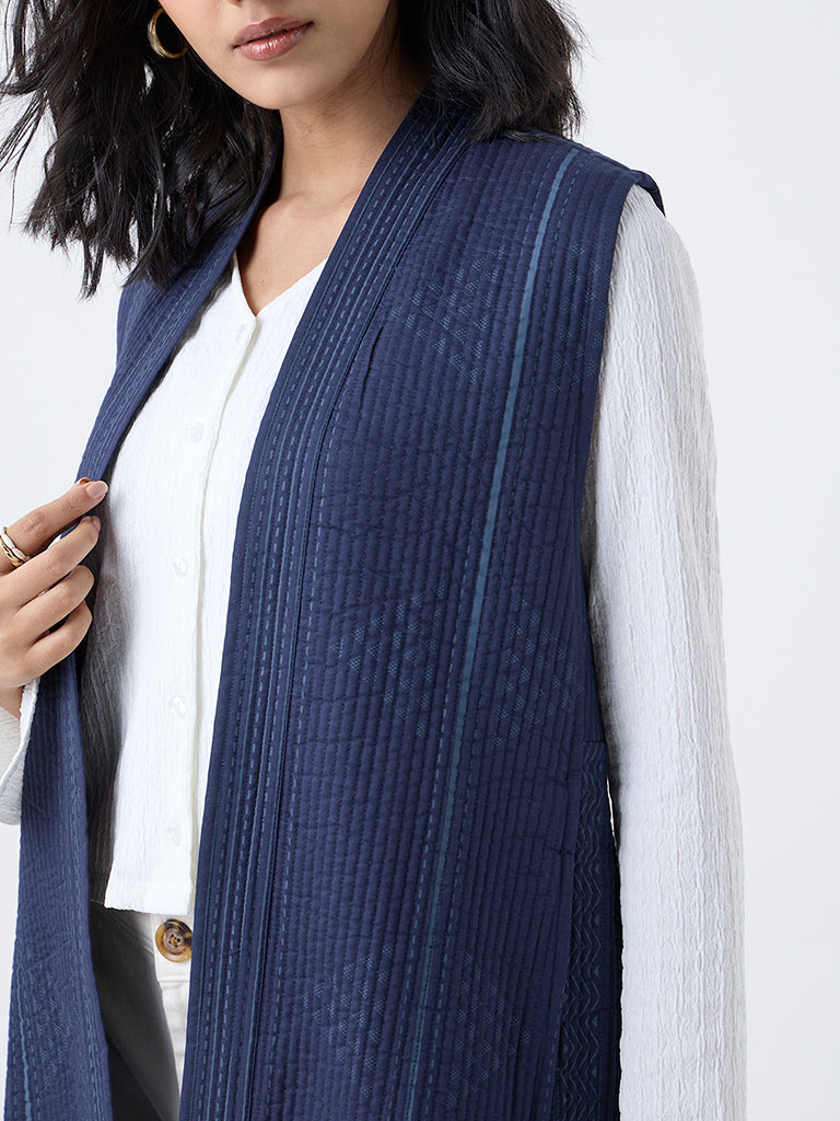 Utsa Indigo Cotton Quilted Jacket