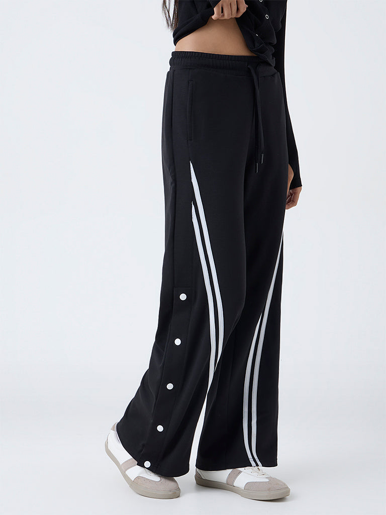 Studiofit Black Striped High-Rise Pants