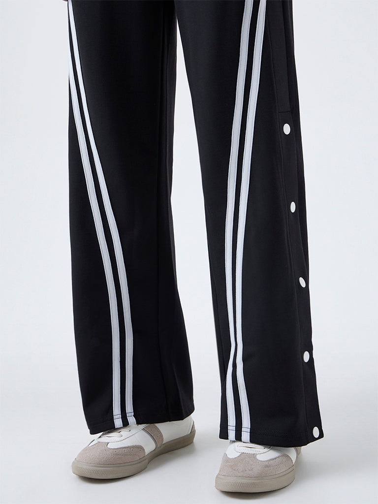 Studiofit Black Striped High-Rise Pants
