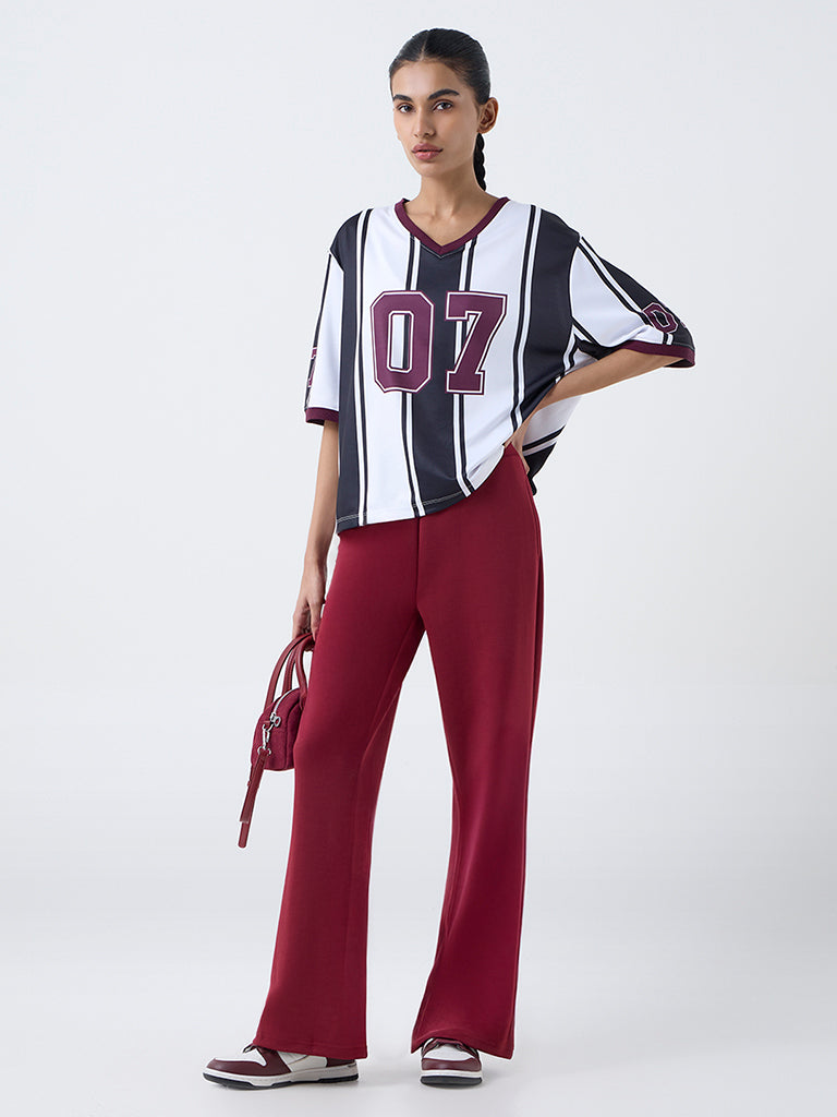 Studiofit Black Striped Jersey T-Shirt