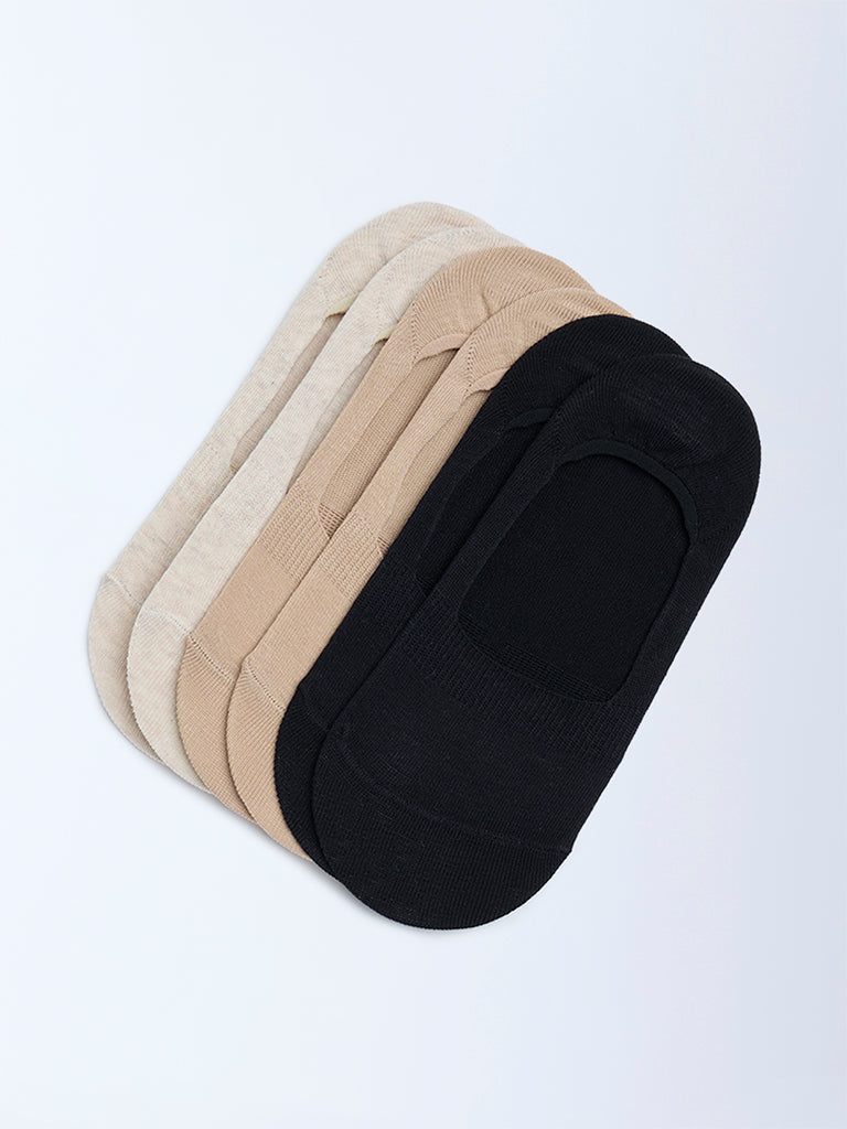 Superstar Beige No Show Cotton-Blend Socks - Pack of 3