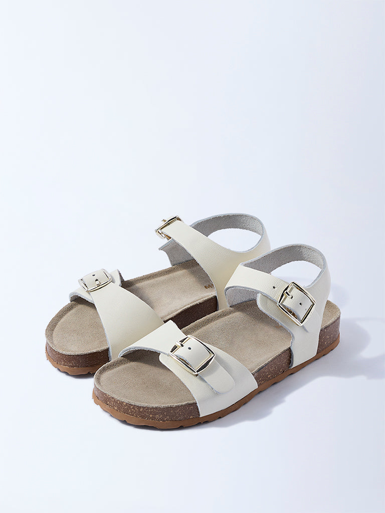 Yellow Ivory Buckle-Detailed Sandals