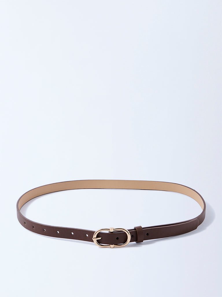 Westside Accessories Brown Oval Buckle Belt