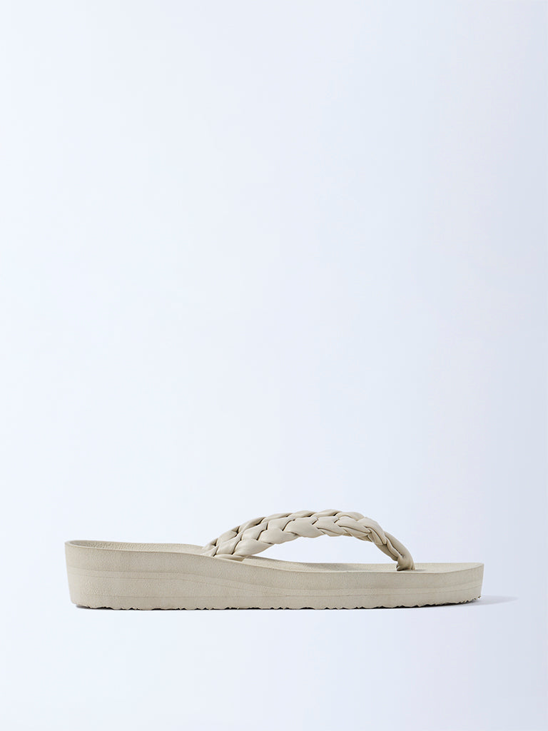 LUNA BLU Ivory Braided Flip-Flops