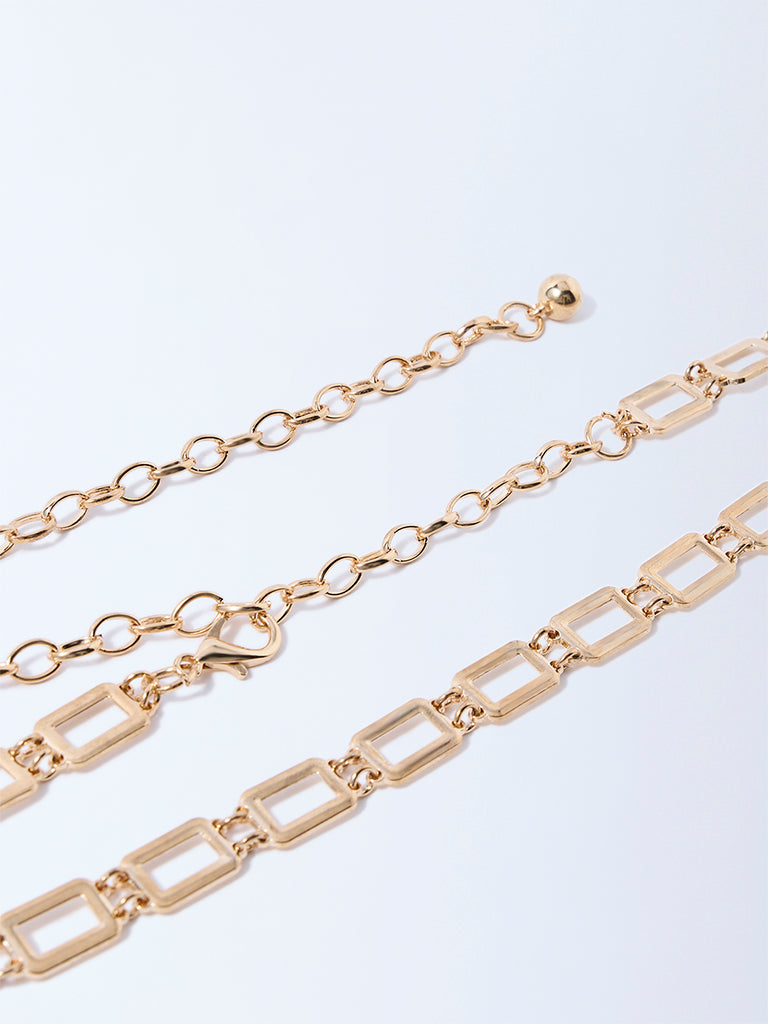 Westside Accessories Gold Rectangular Ring Belt
