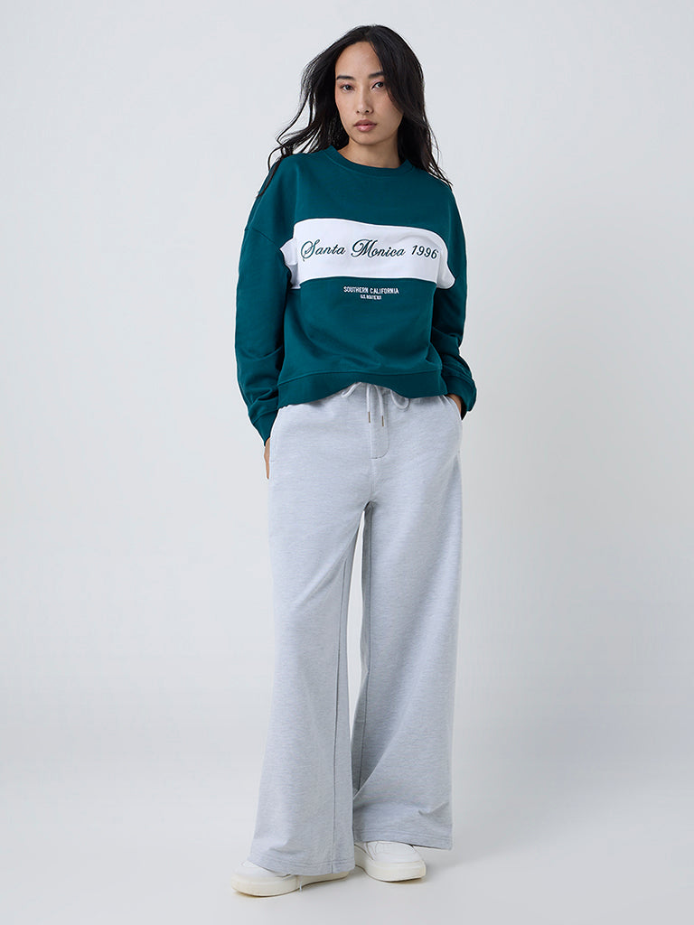 LOV Grey High-Rise Cotton-Blend Track Pants