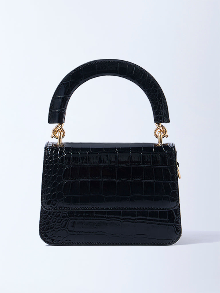 Westside Black Textured Bag with Sling Handle