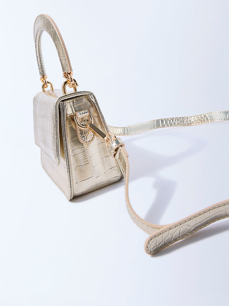 Westside Gold Textured Bag with Sling Handle