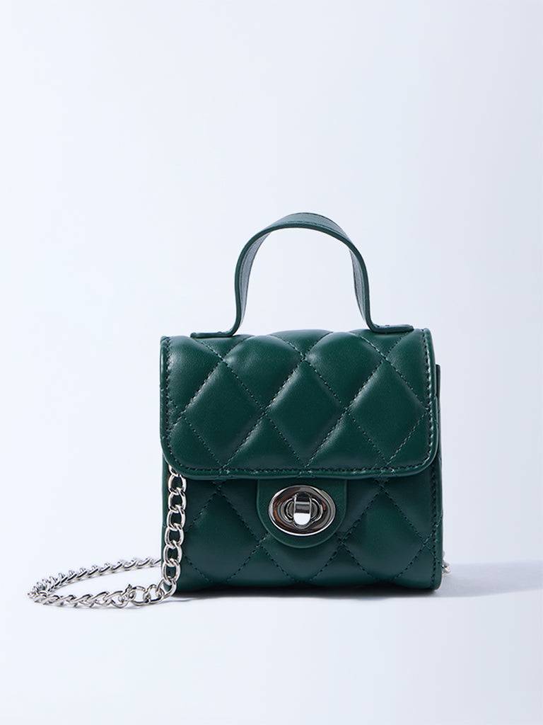 Westside Green Quilted Mini Sling Bag