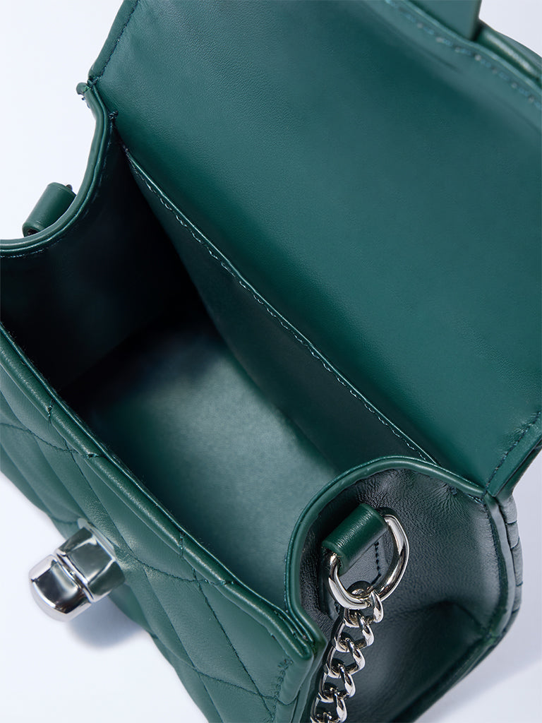 Westside Green Quilted Mini Sling Bag