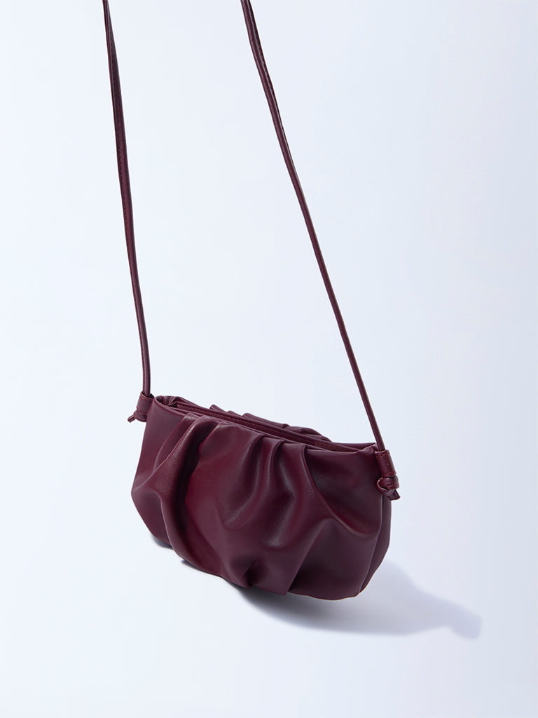 Westside Burgundy Pleated Sling Bag