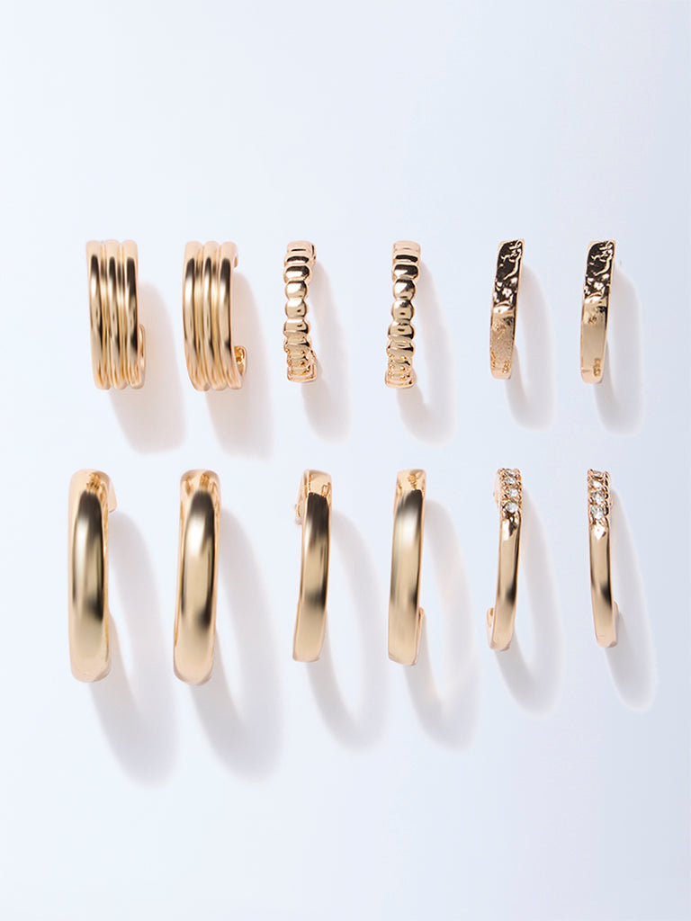 Westside Accessories Gold Assorted Hoop Earrings - Pack of 6