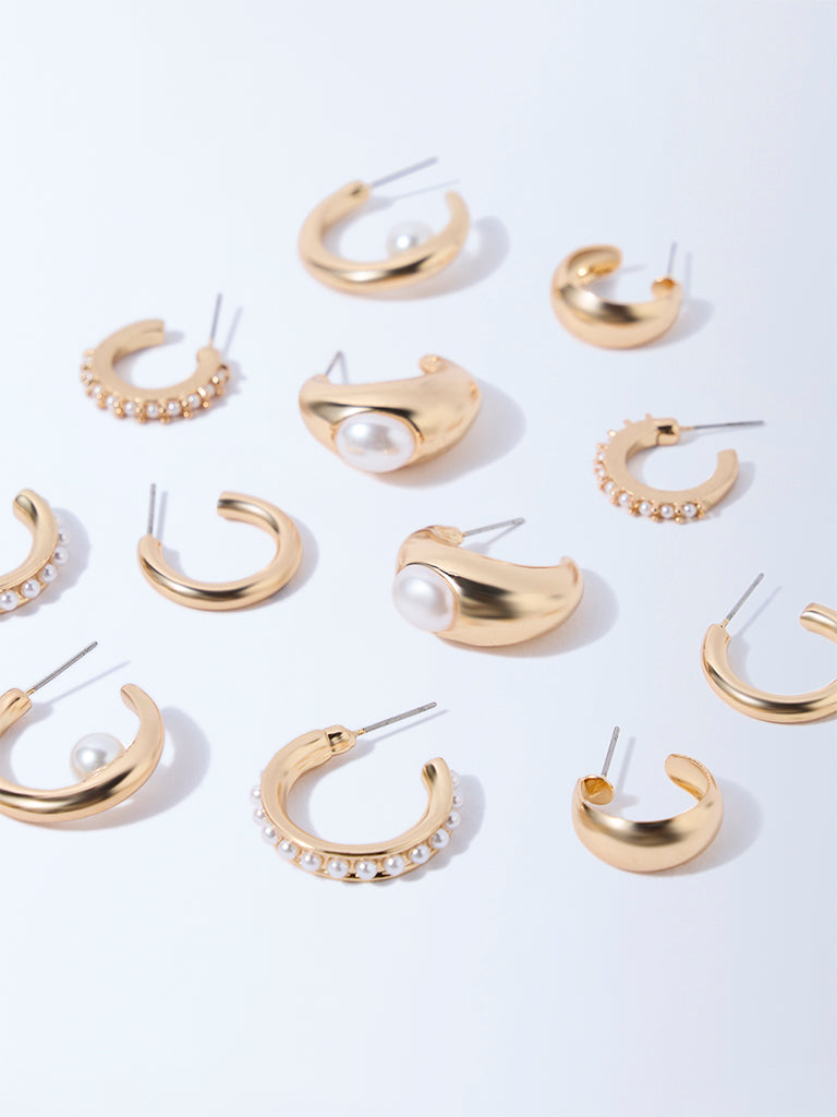 Westside Accessories Gold Assorted Hoop Earrings - Pack of 6