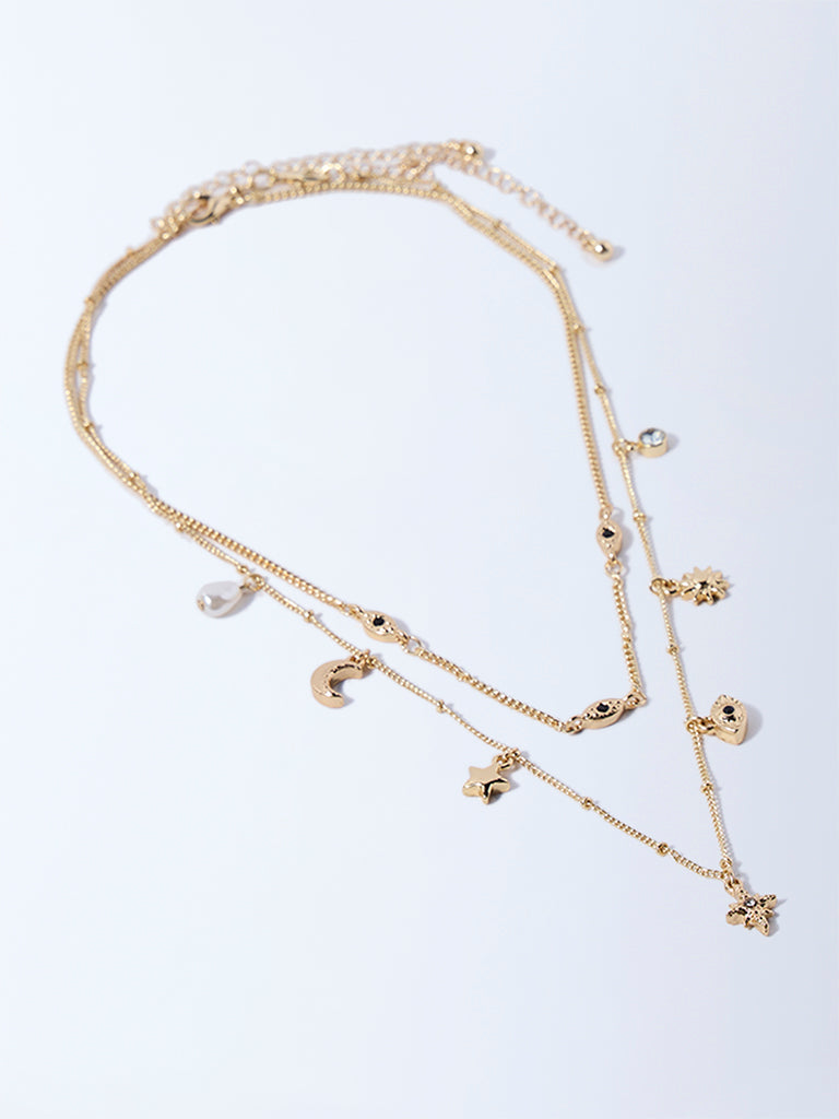 Westside Accessories Gold Celestial Charm Necklace - Pack of 2