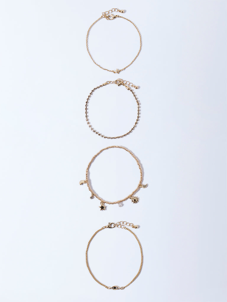 Westside Accessories Gold Celestial Stack Bracelet - Pack of 4