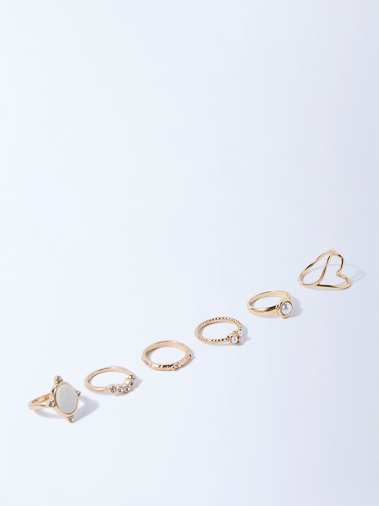 Westside Accessories Gold Assorted Rings - Pack of 6